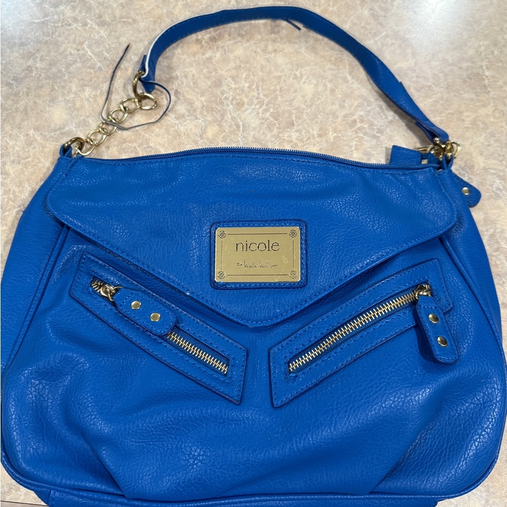 Nicole Blue Chevron Shoulder Bag